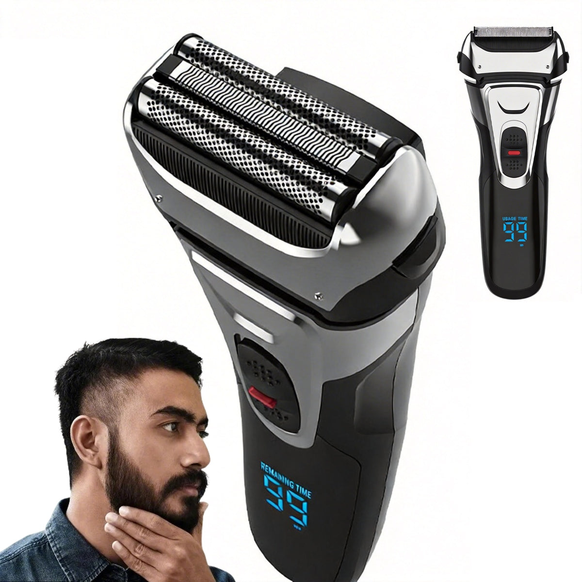 Men's Electric Shaver, Beard Trimmer, Waterproof, Cordless