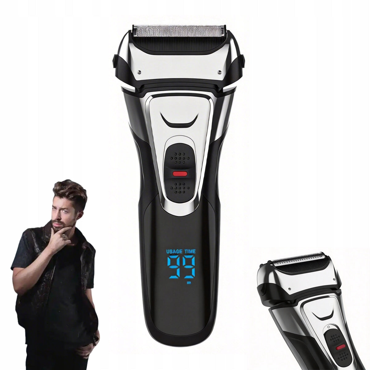 Men's Electric Shaver, IPX7 Waterproof, Beard Trimmer, Cordless