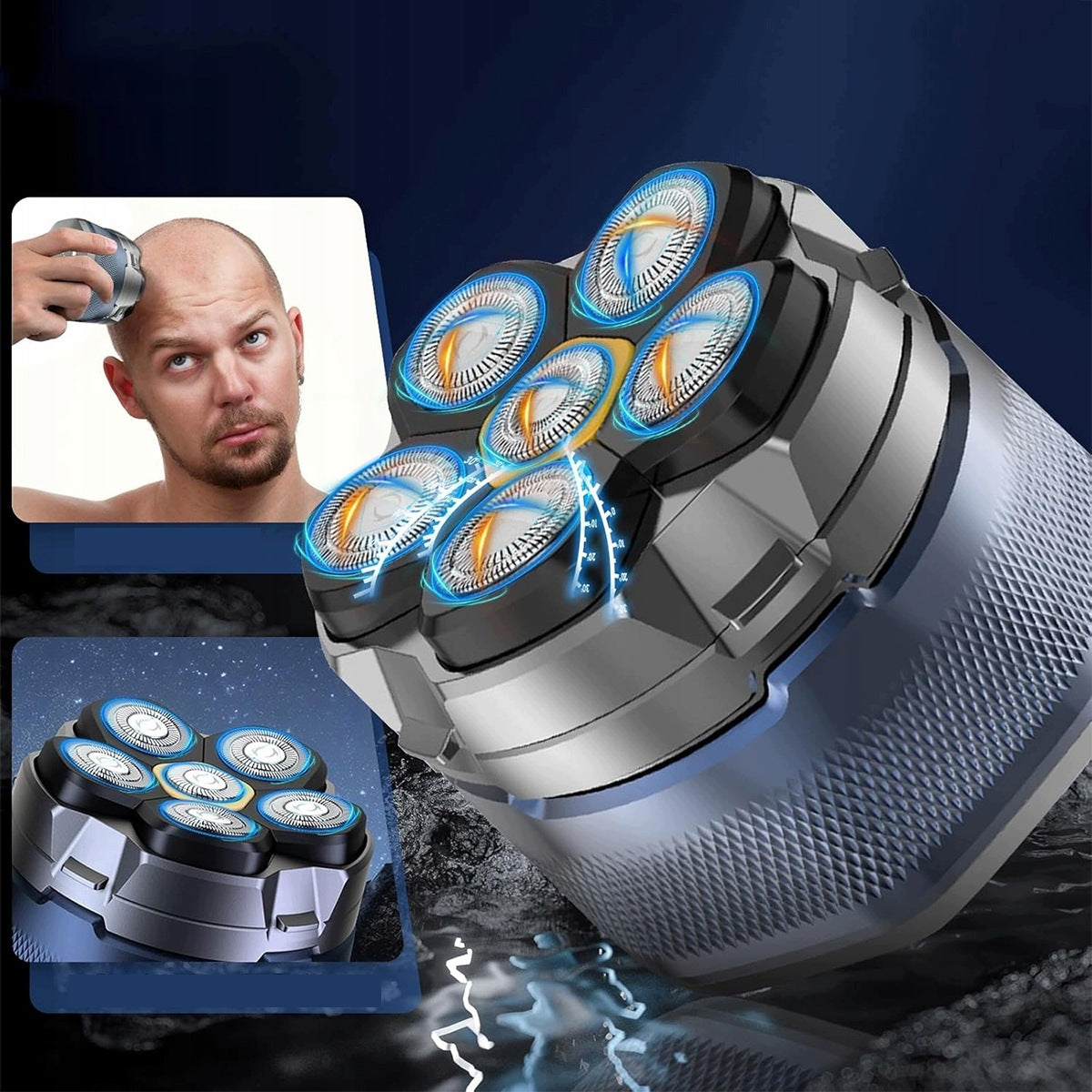 Men's Electric Shaver for Shaving Head | 6 Blade 6D IPX7 USB-C Packaging status original