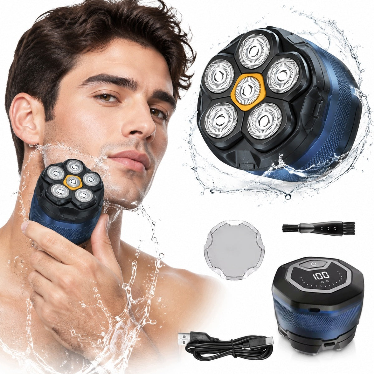 Men's Electric Shaver for Shaving Head | IPX7 6 BLADES 6D
