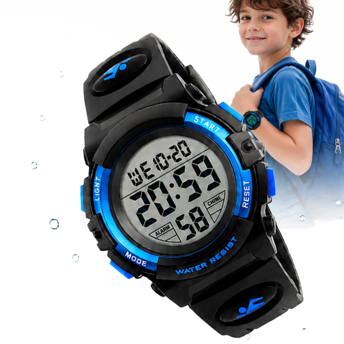 Men's Electronic Digital Watch Waterproof, Wristwatch