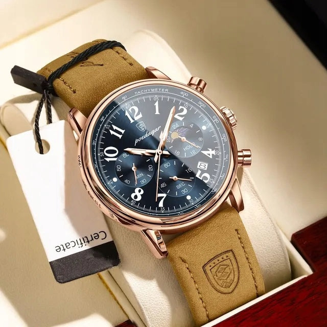 Men's Elegant Watch POEDAGAR Chronograph Box Day/Night Indicator Brand no brand