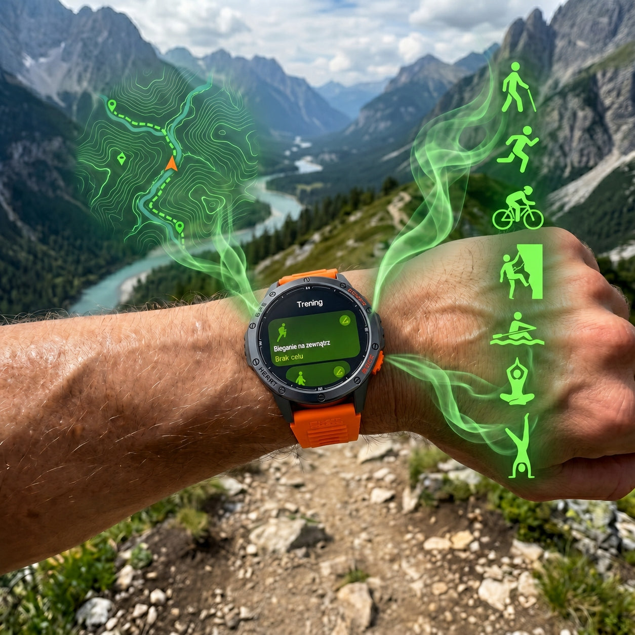 Men's GPS Smartwatch Waterproof Polish AMOLED 3 SMS Straps Manufacturer code Smart watch zegarek męski 48mm Grafitowy