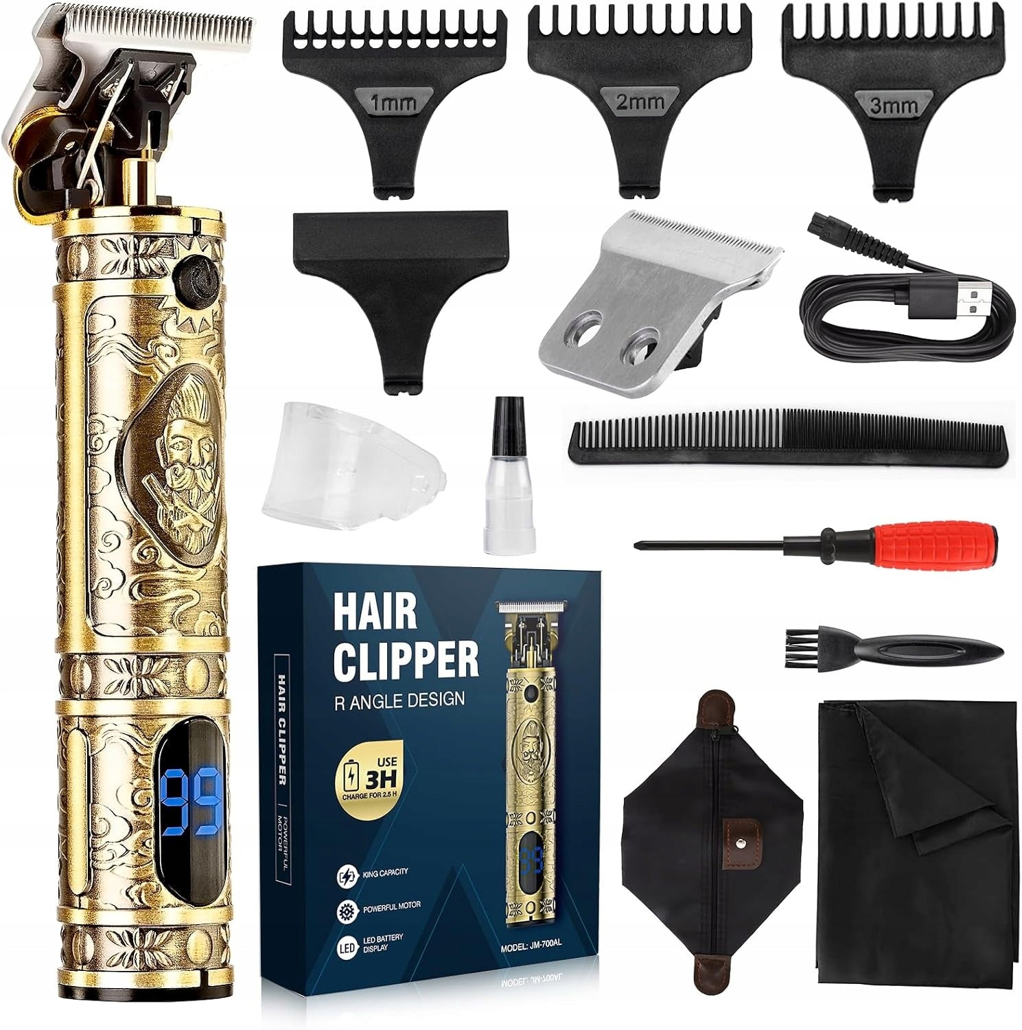 Men's Hair Clipper Gold King T Blade Beard Trimmer
