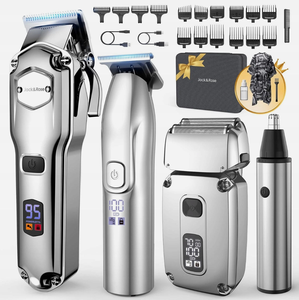 Men's Hair Clippers Wireless Electric 4 in 1 LED
