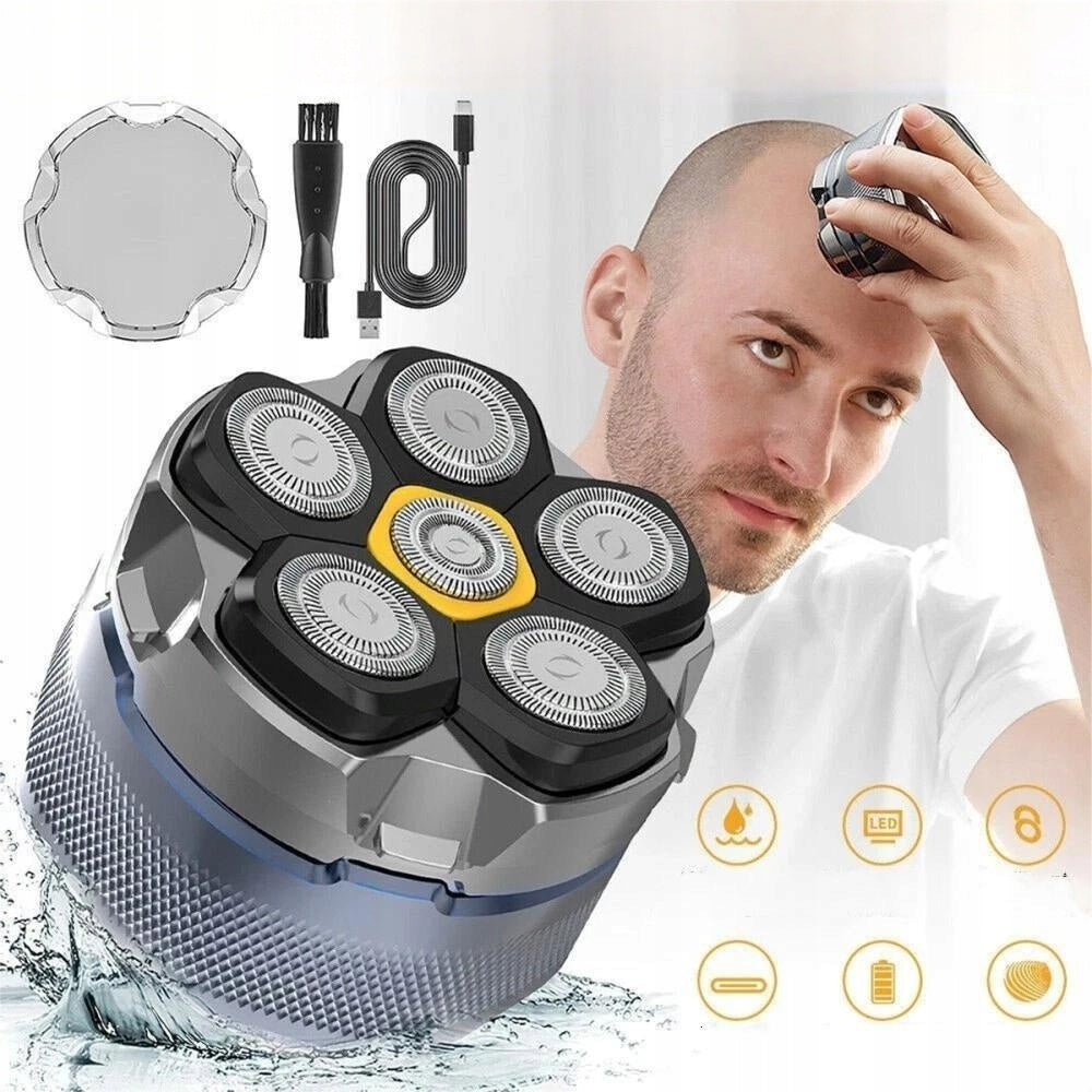 Men's Head Shaver Magnetic Head 6D LED Machine 1400mAh USB