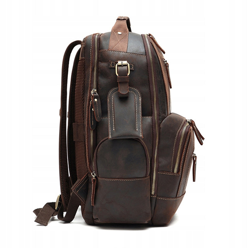 Men's LEATHER BACKPACK RETRO Laptop A4 Coffee Color Gender man