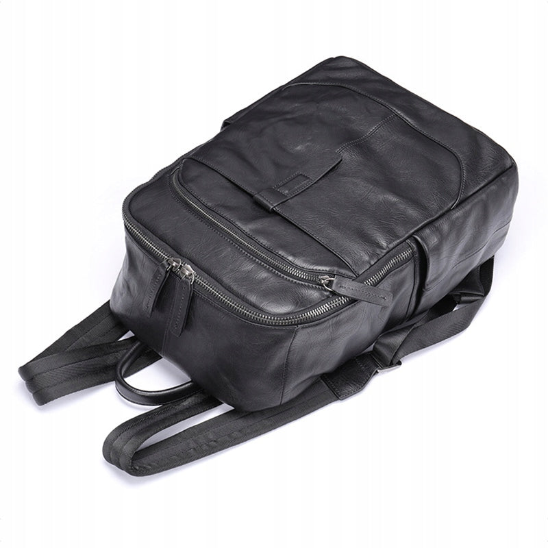 Men's LEATHER BACKPACK VINTAGE Black Brand no brand