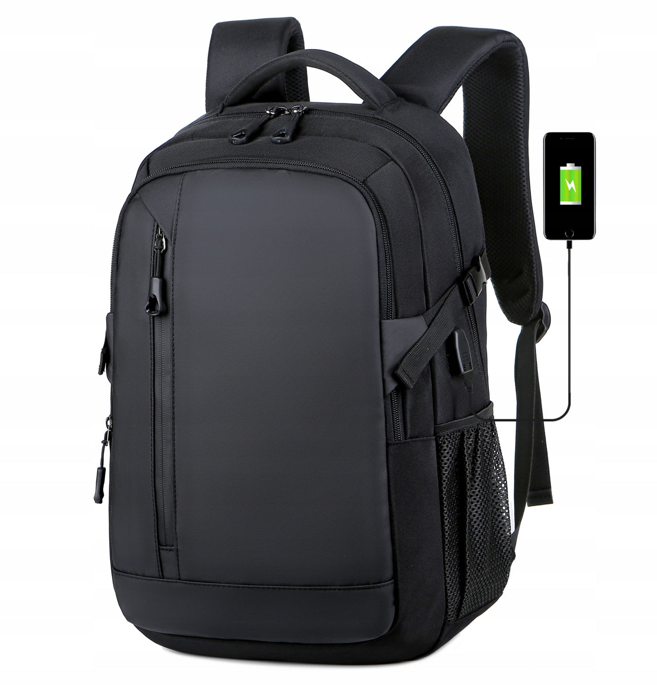 Men's Laptop Backpack 15,6" for School Work with USB Waterproof Black 20L