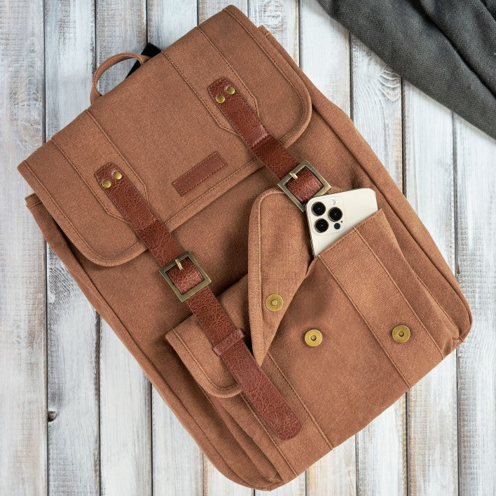 Men's Laptop Backpack Brown for School to Work A4 School Paolo Peruzzi EAN (GTIN) 5905567203404