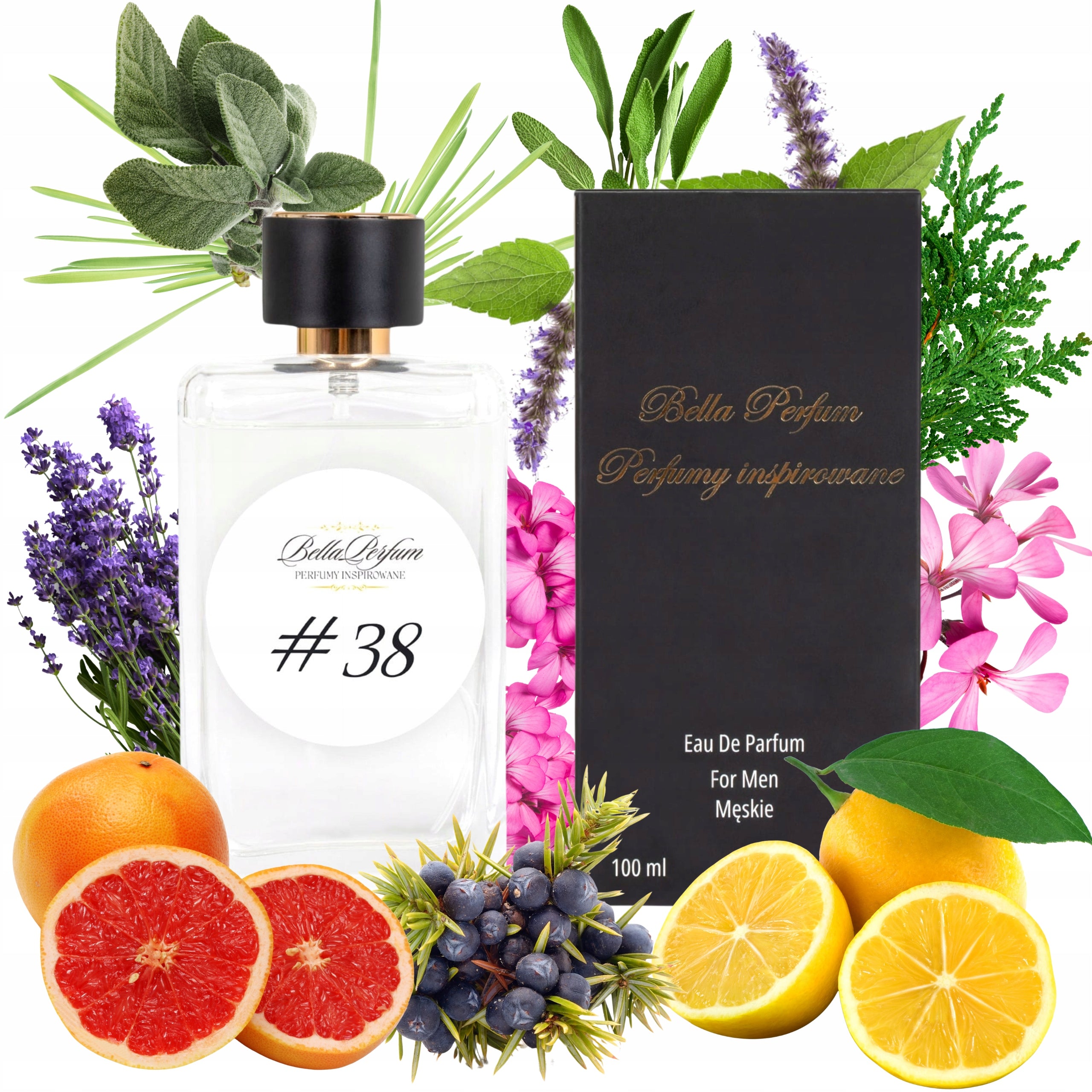 Men's Perfume Bella Perfum nr 38 100ml Citrus Notes with Sage and Cedar