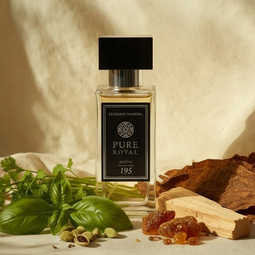 Men's Perfume PURE ROYAL 195 50ml Wooden Coriander Basil Cardamom Packaging status original
