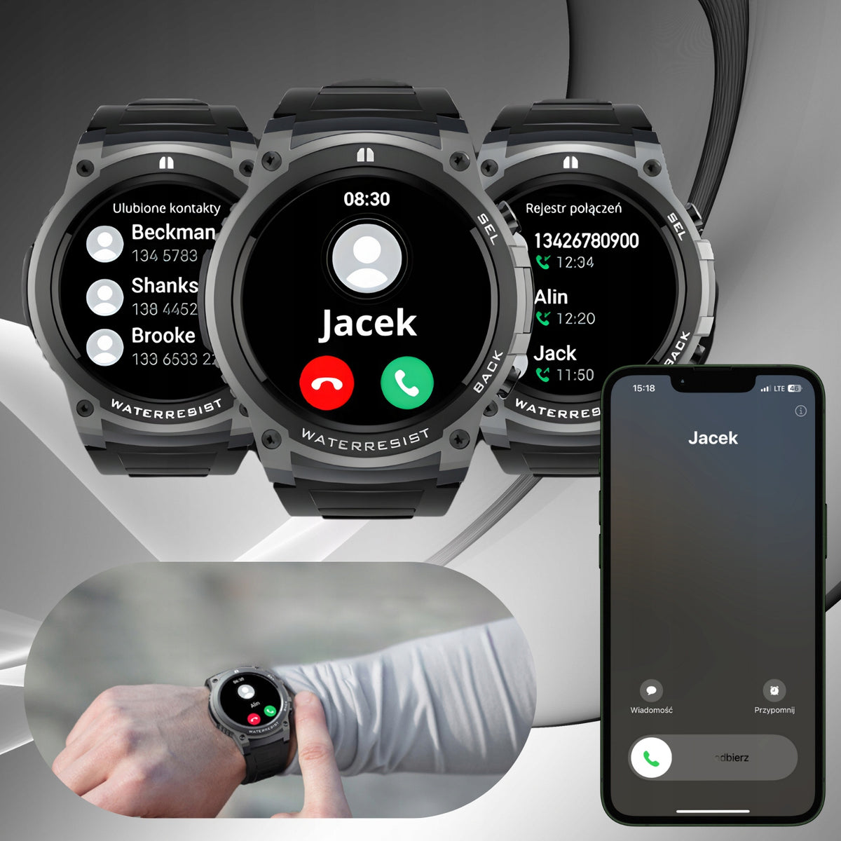 Men's SMARTWATCH Devill Denis Sports Black AMOLED Screen with Conversations Manufacturer code Sportowy Zegarek Smartwatch DEVILL Denis
