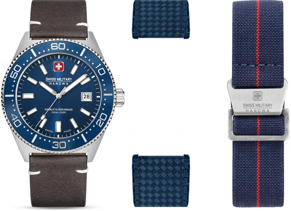 Men's SWISS MILITARY SMWGB0004902-SET navy blue additional strap