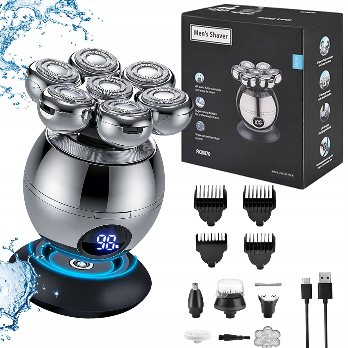 Men's Shaver 5in1 Beard Shaving Machine, Hair - Nose Trimmer