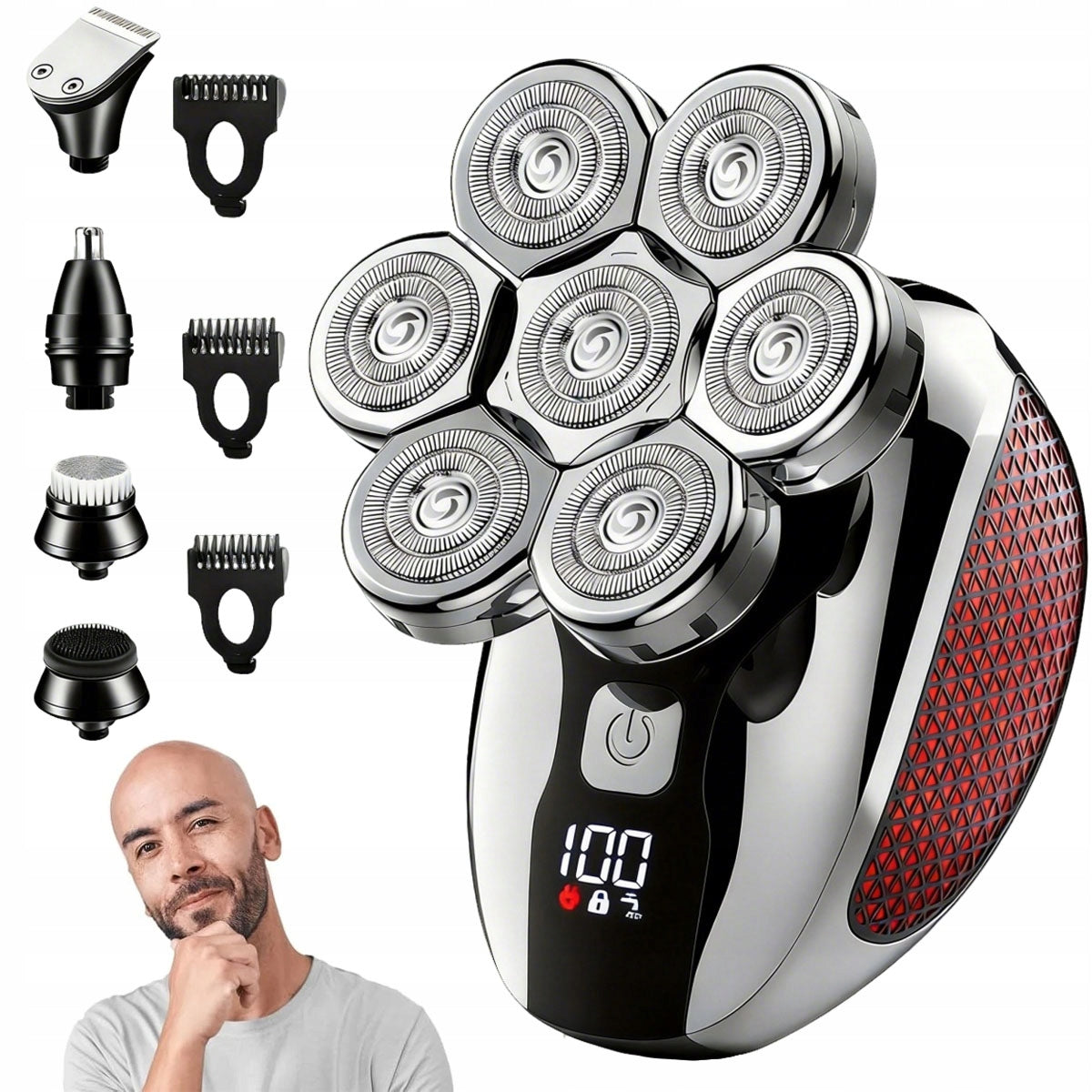 Men's Shaver 5in1 Machine + Trimmer for Shaving Beard, Hair and Nose