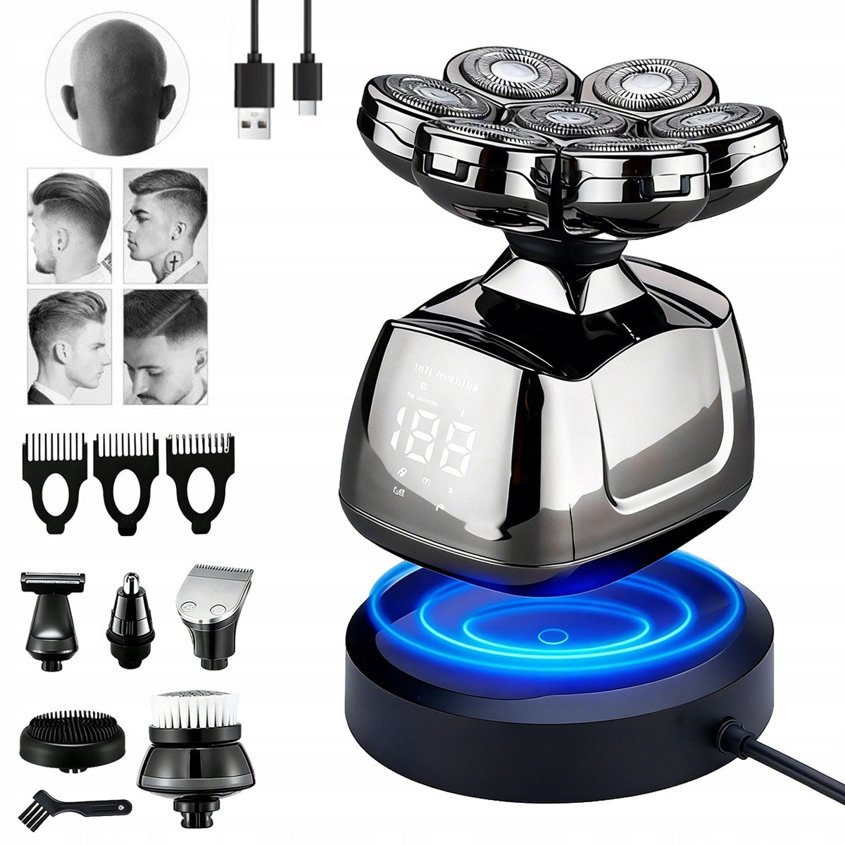 Men's Shaver Electric Wireless Body Shaving Machine Beard XXL