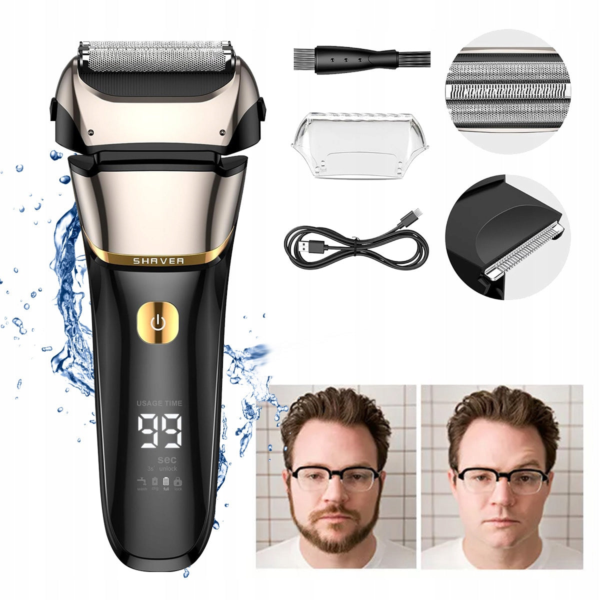 Men's Shaver Trimmer Wet / Dry WIRELESS GIFT