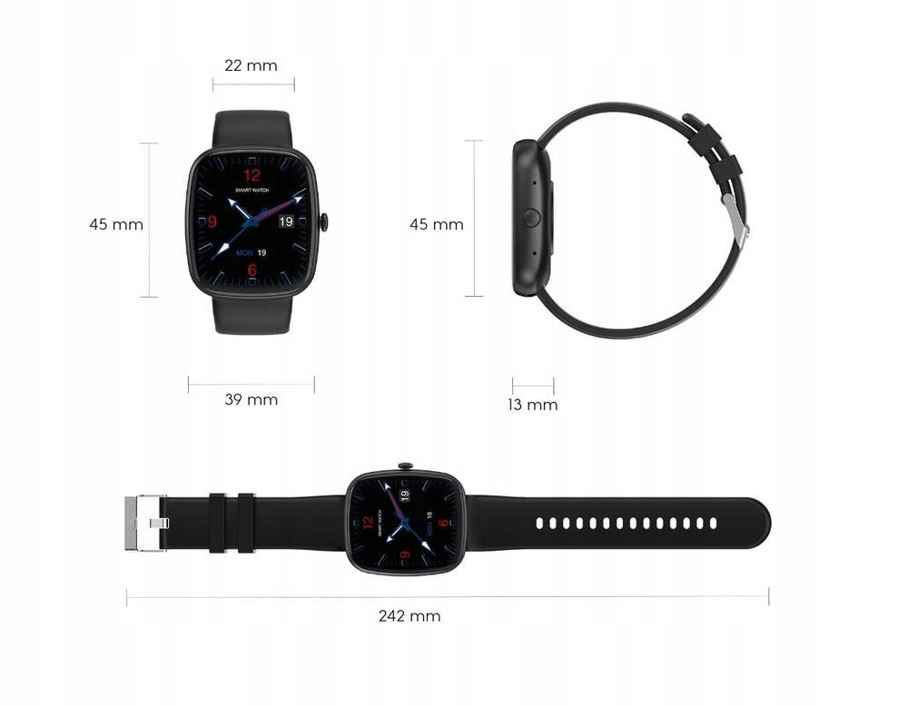 Men's Smartwatch GRAVITY GT18-6 Black Silicone Strap Navy Blue Strap Brand Gravity