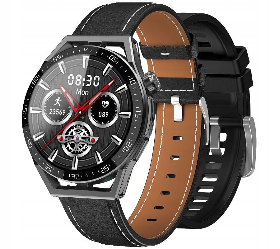 Men's Smartwatch Rubicon RNCE88-1 IP68 Conversations 2 Strips Leather Silicone Black Manufacturer code 5905220800049