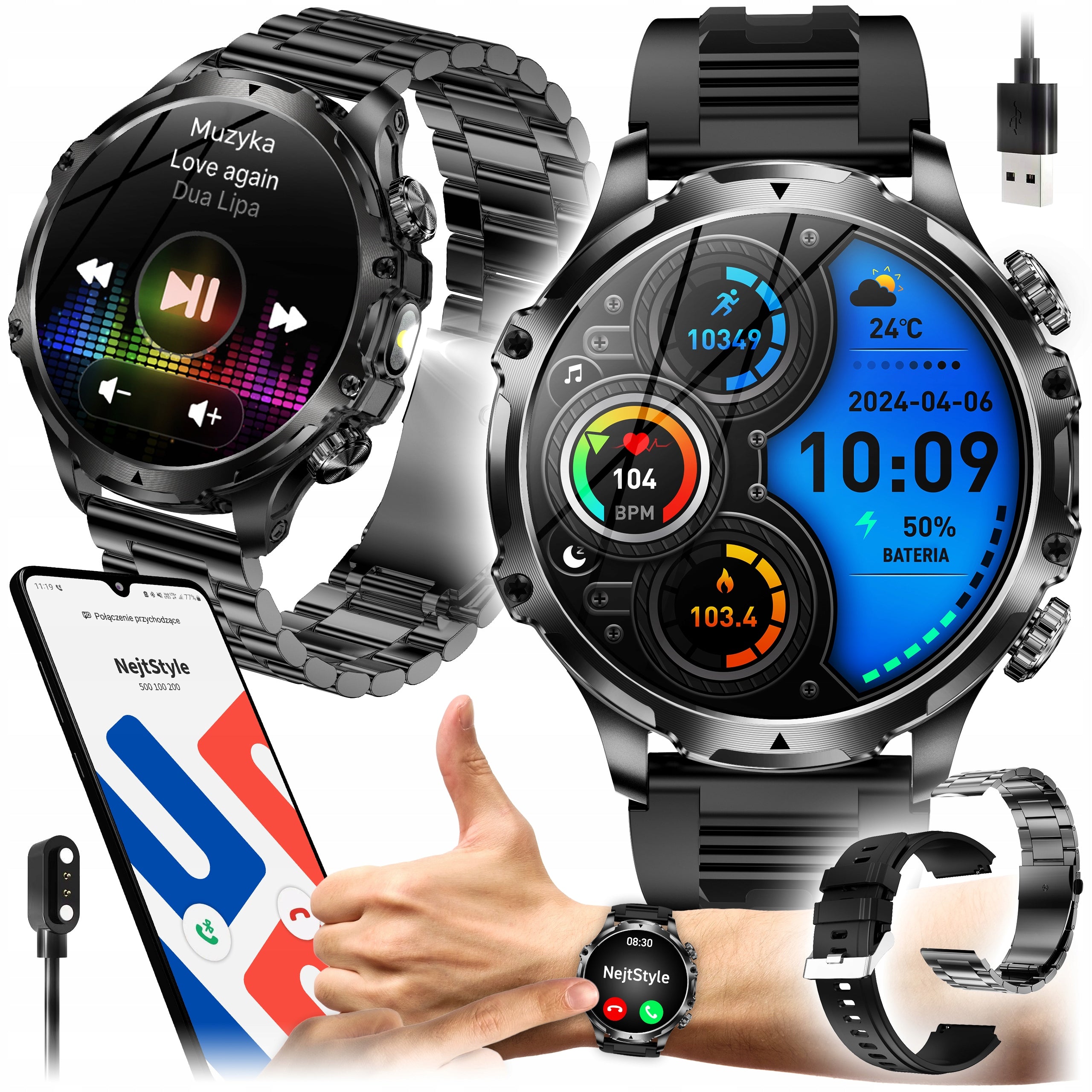 Men's Smartwatch Talking Large Battery 700 mAh Waterproof Menu PL