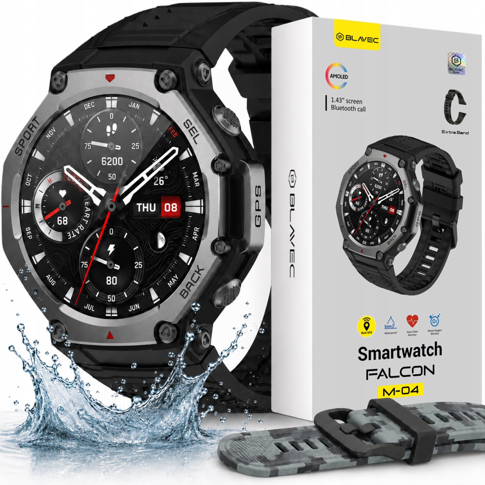 Men's Smartwatch Waterproof GPS Conversation Menu PL Amoled Sport