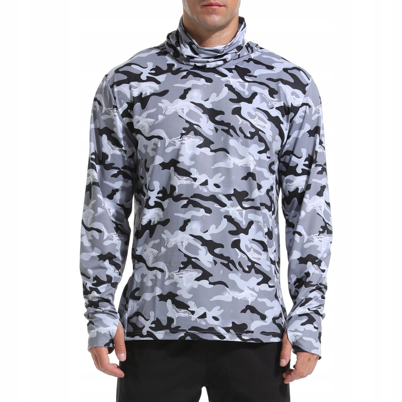 Men s Sun Protection Hoodie Shirt Face Cover with Thumb Holes Thin Sun XL EAN (GTIN) 6902750698558