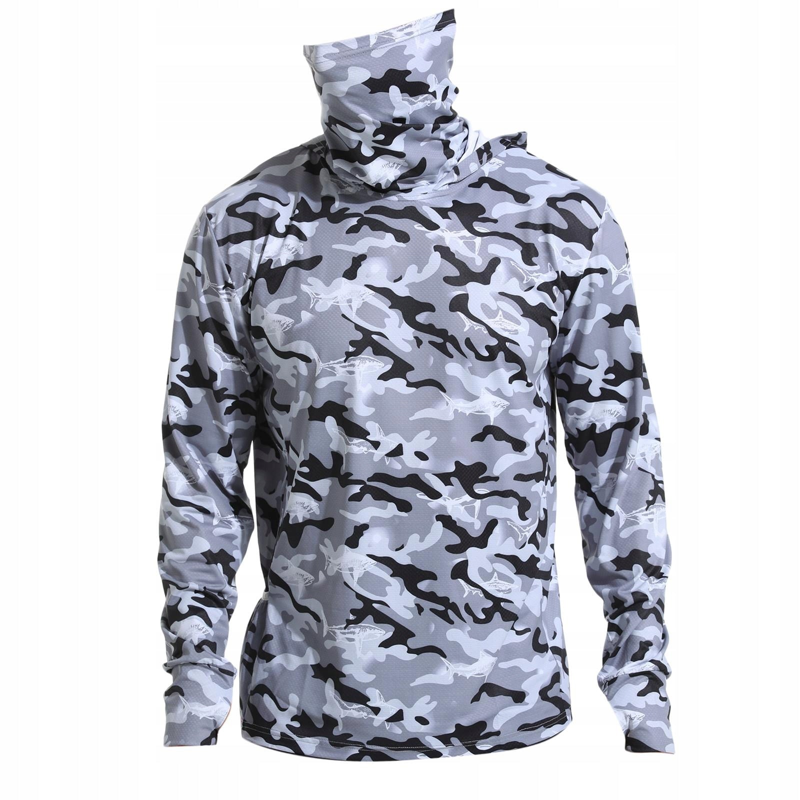 Men s Sun Protection Hoodie Shirt Face Cover with Thumb Holes Thin Sun XL Size XL