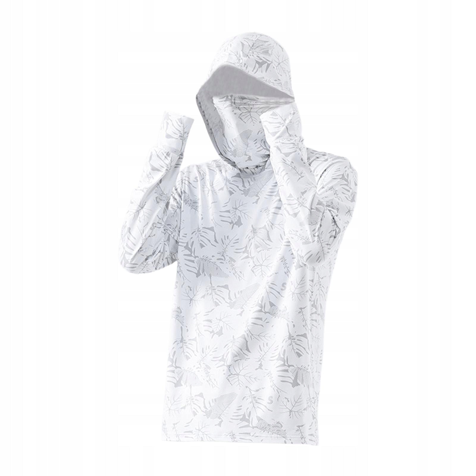 Men s Sun Protection Hoodie Shirt Quick Drying with Thumb Holes XL White Brand no brand