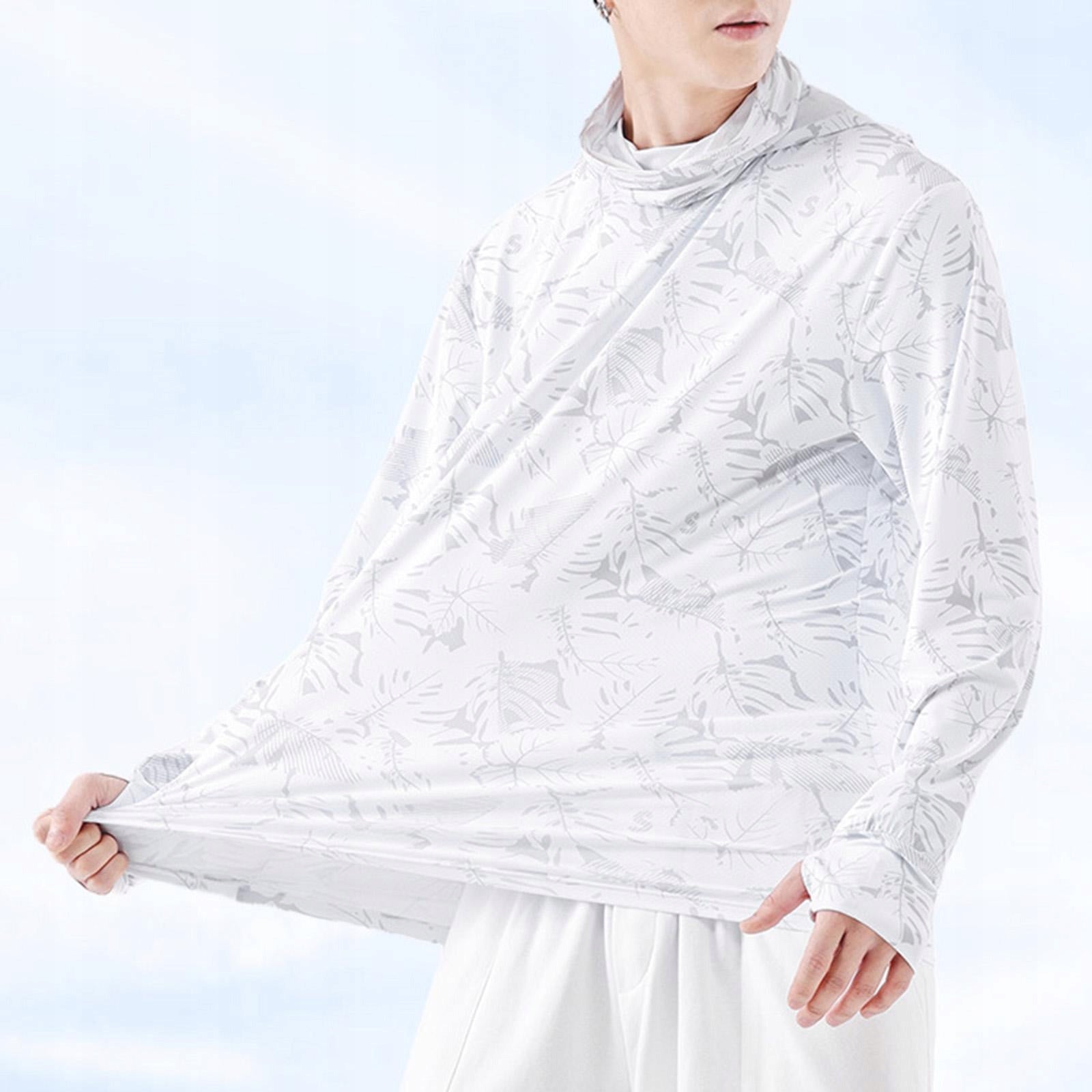Men s Sun Protection Hoodie Shirt Quick Drying with Thumb Holes XL White EAN (GTIN) 6901423735033