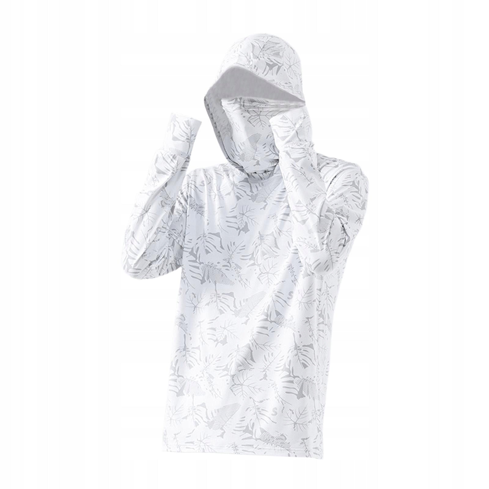 Men s Sun Protection Hoodie Shirt Quick Drying with Thumb Holes XL White Manufacturer code 15466047455