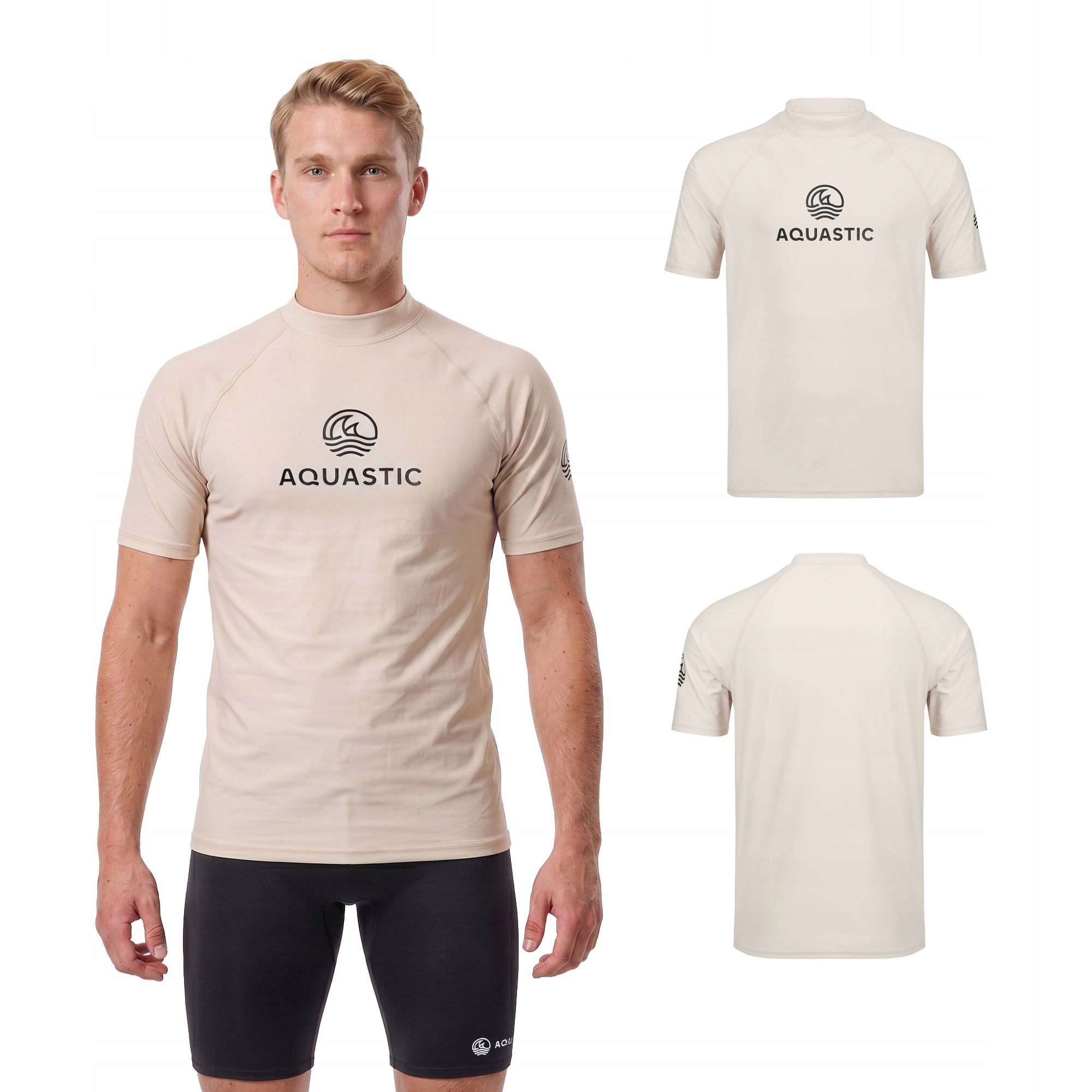 Men's T-shirt AQUASTIC Rimos UV 50+ UPF beige ELASTIC QUICK-DRYING XL