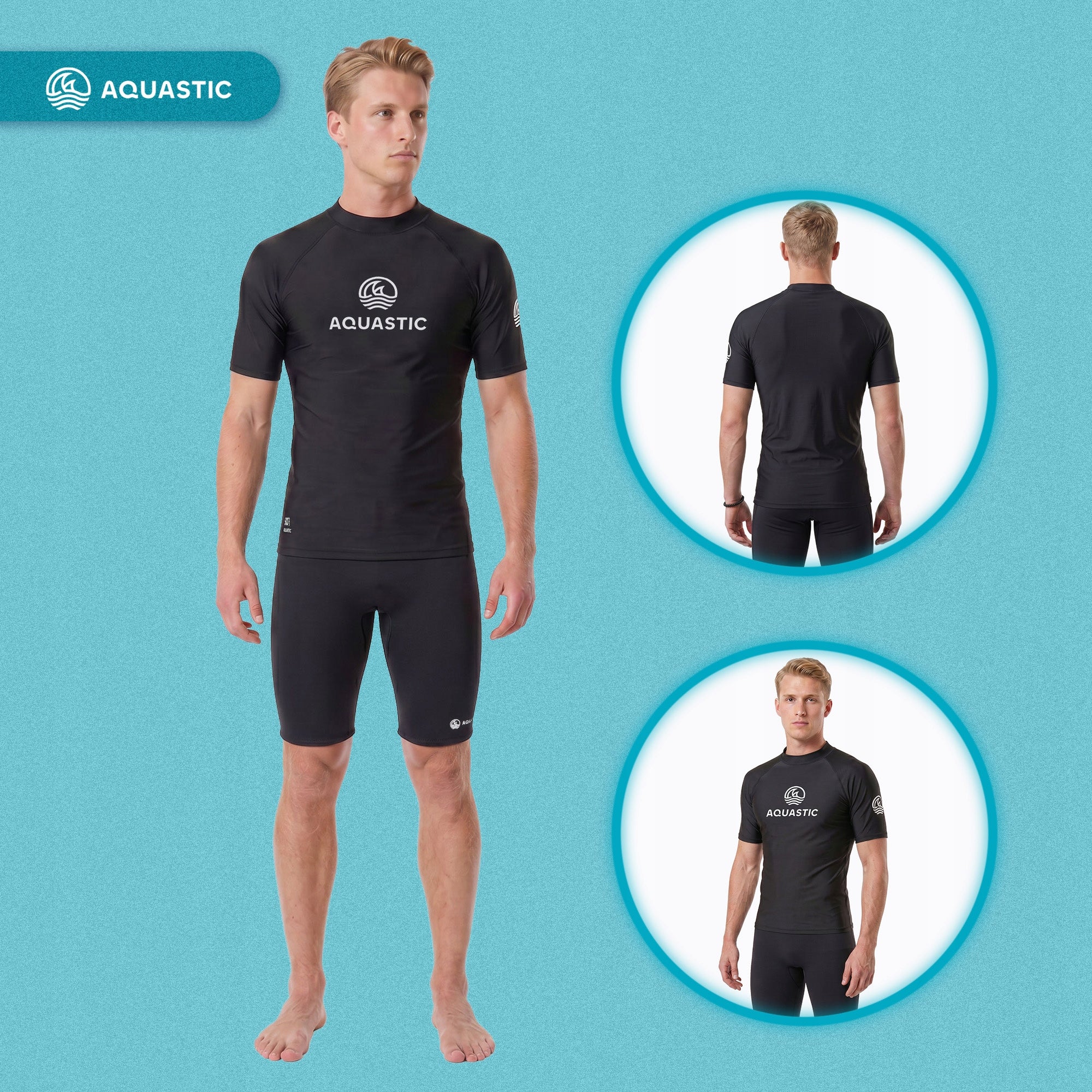 Men's T-shirt AQUASTIC Rimos UV 50+ UPF black QUICK-DRYING ELASTIC XL Color black