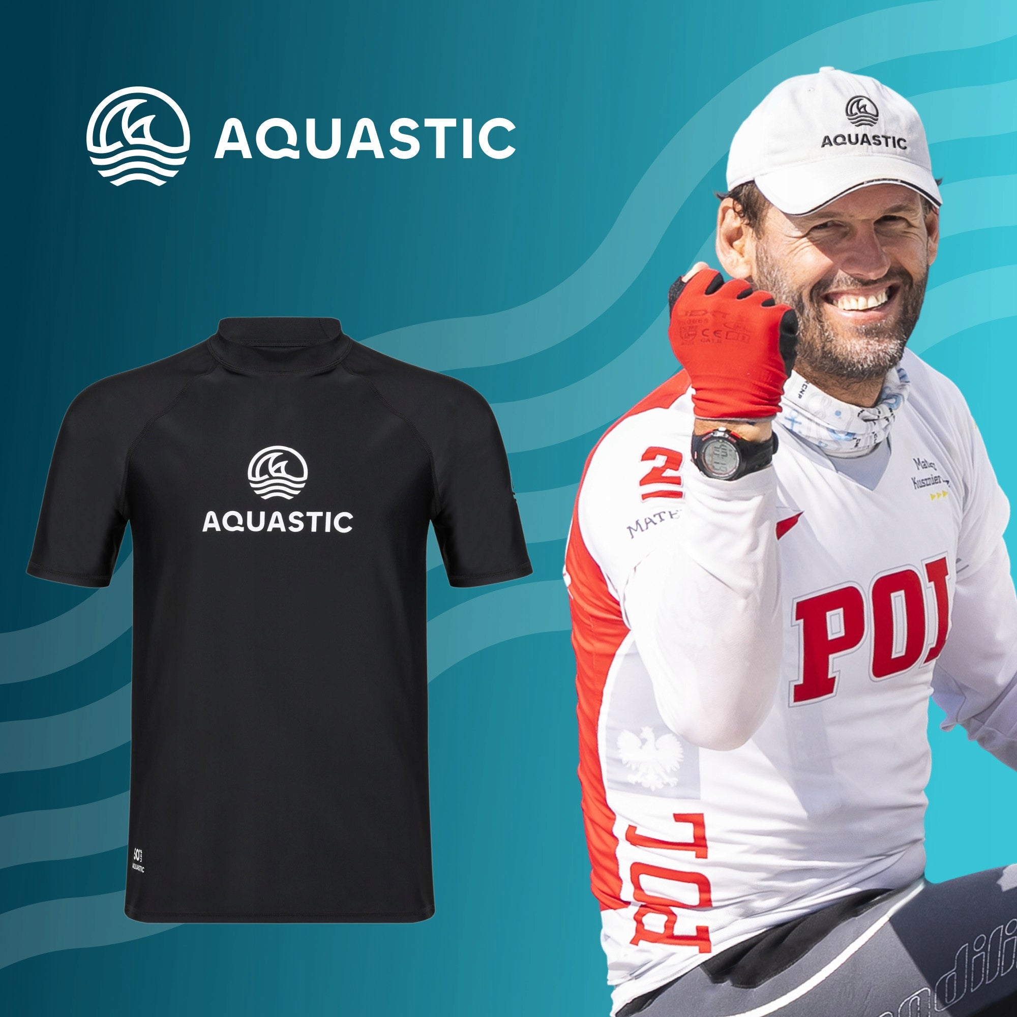 Men's T-shirt AQUASTIC Rimos UV 50+ UPF black QUICK-DRYING ELASTIC XL Packaging status original