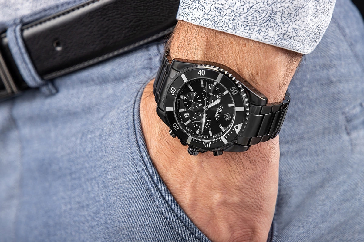 Men's Watch Giewont Chronograph Sapphire Black GW3970-B4 Manufacturer code 090,61-2619