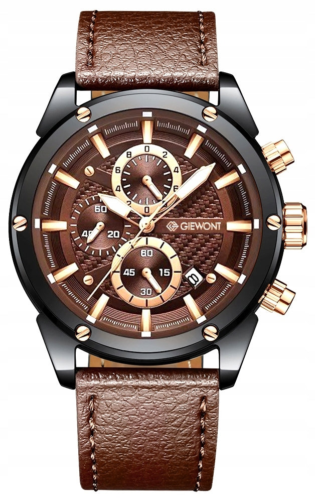 Men's Watch Giewont Chronograph Sapphire Black and Brown GW8810-A3