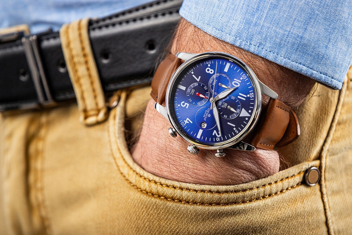 Men's Watch Giewont Chronograph Sapphire Brown Blue GW5630-A6 Manufacturer code GW5630-A6