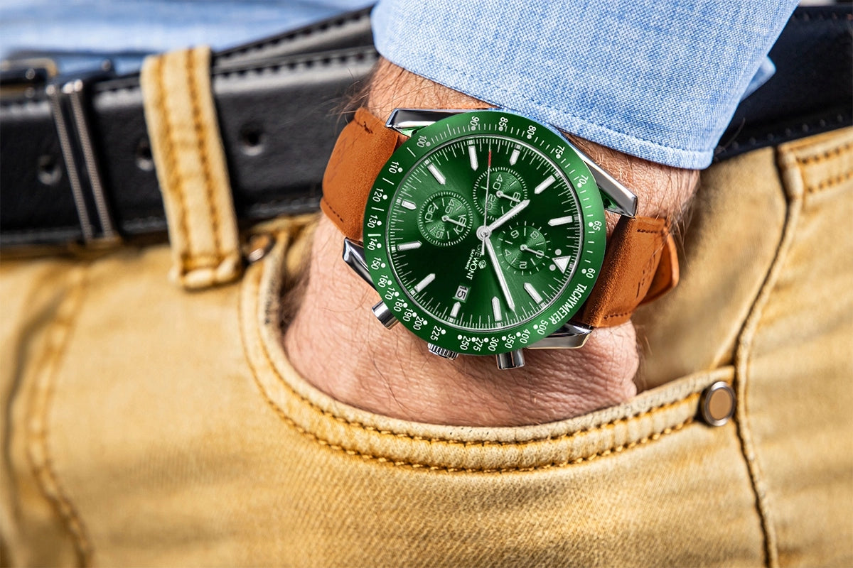 Men's Watch Giewont Chronograph Sapphire Brown Green GW8720-A3 Manufacturer code 5907317056704