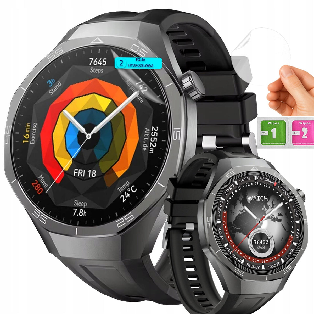 Men's Watch PL Talking SOS Assistant Sugar Flashlight Smartwatch Oxygen