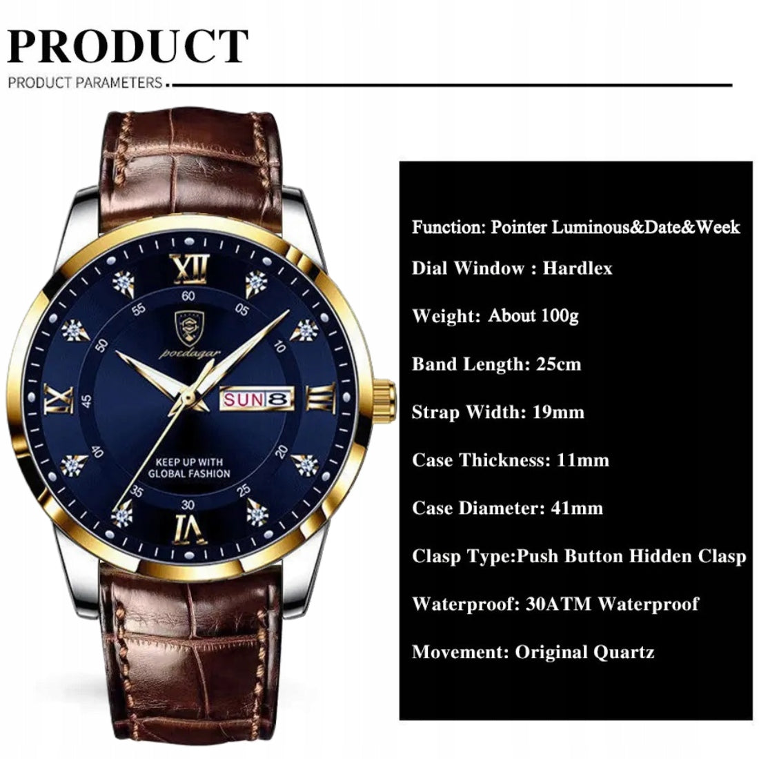 Men's Watch Quartz Classic Waterproof 3ATM EAN (GTIN) 0733428340785
