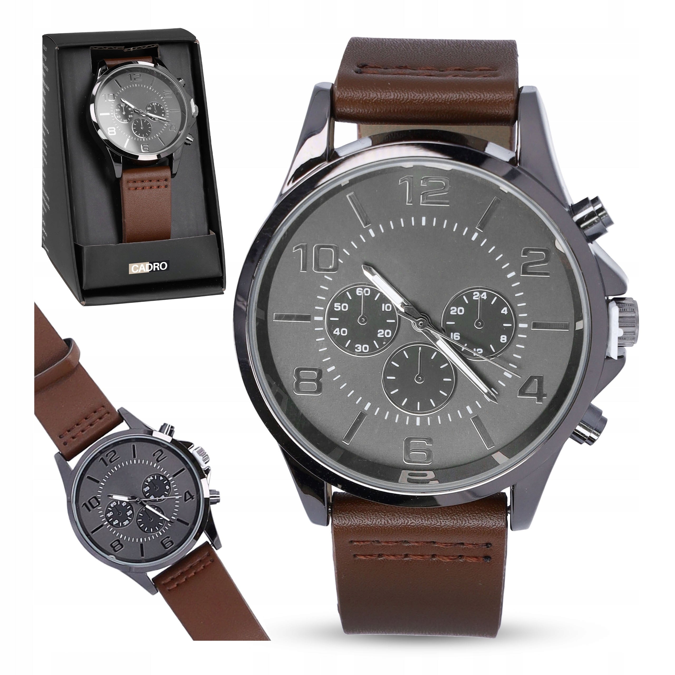 Men's Watch with Brown Leather Strap - Gift for Dad, Husband, Boyfriend