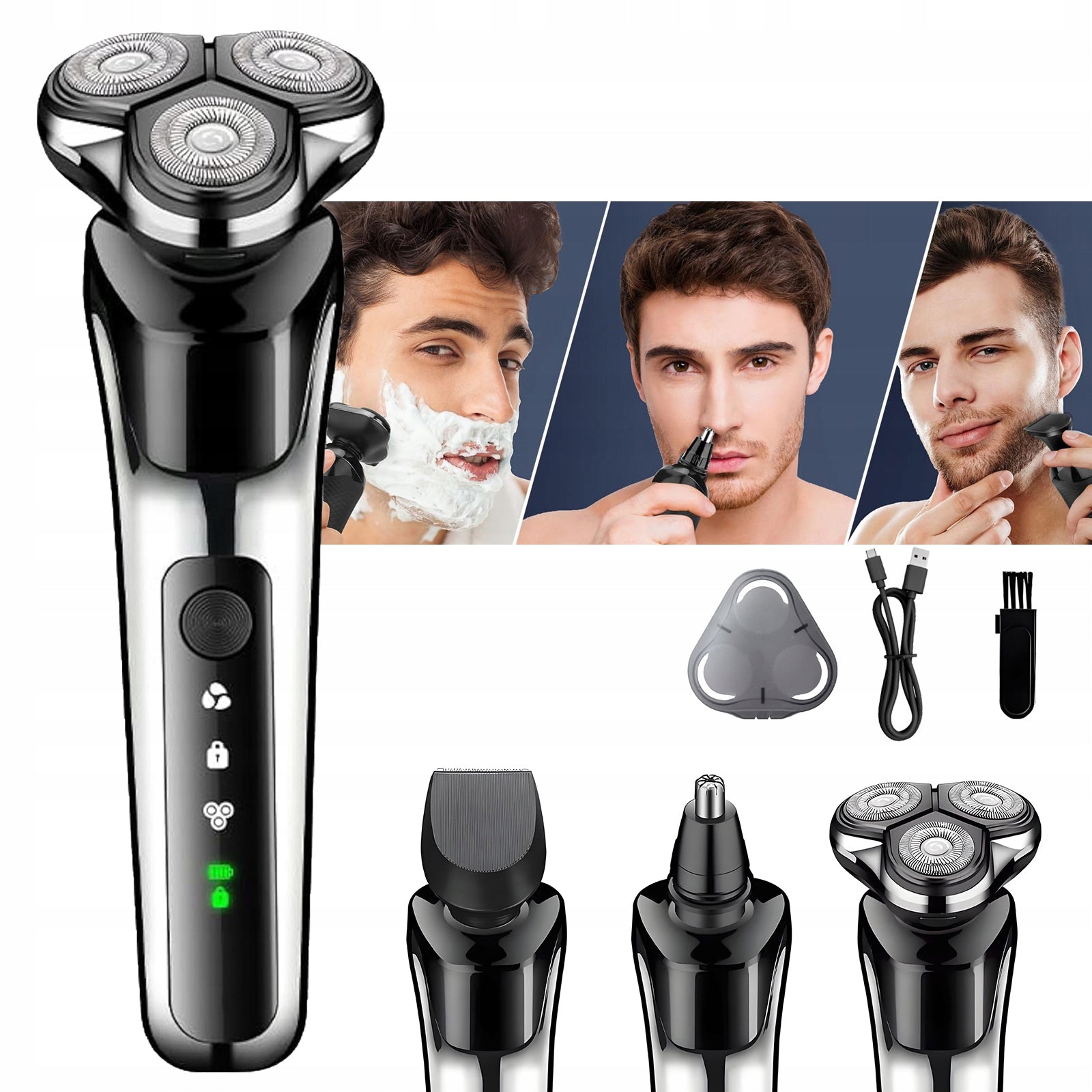 Men's Wet and Dry Beard Electric Shaver 3in1 4D