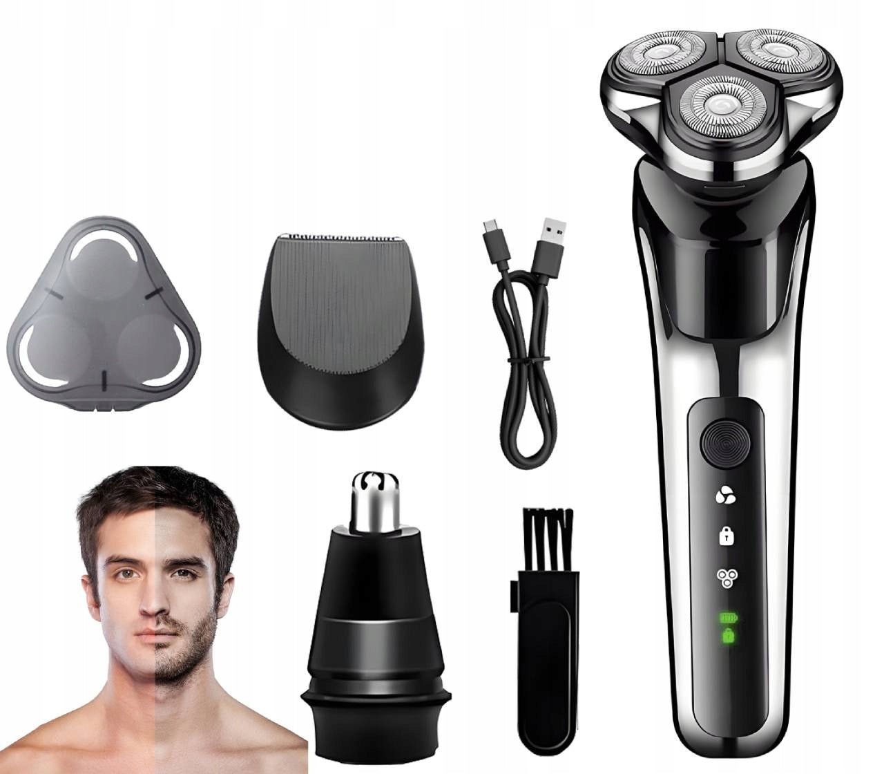 Men's Wet and Dry Beard Electric Shaver 3in1 4D