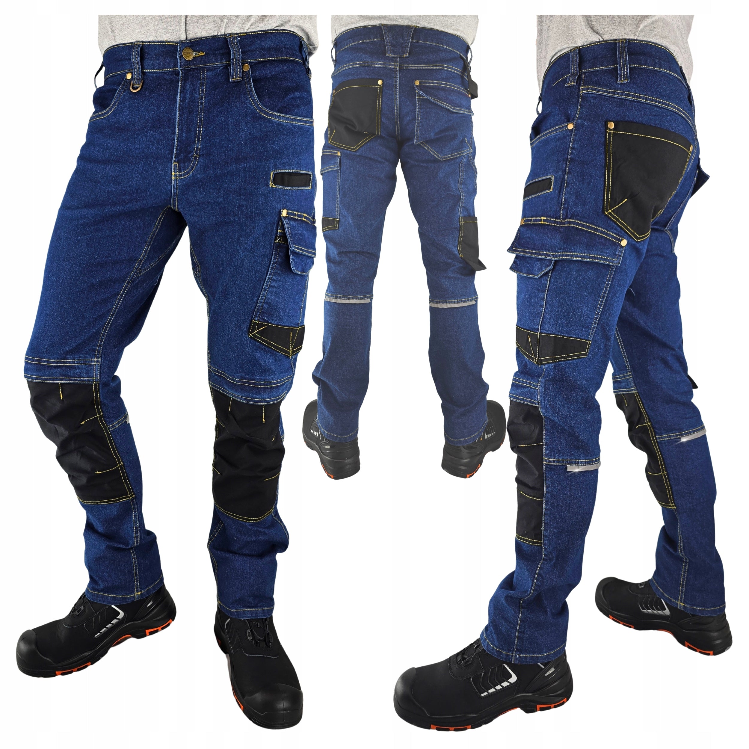 Men's Work Jeans Cargo Pants Elastic Durable Stretch r. 48