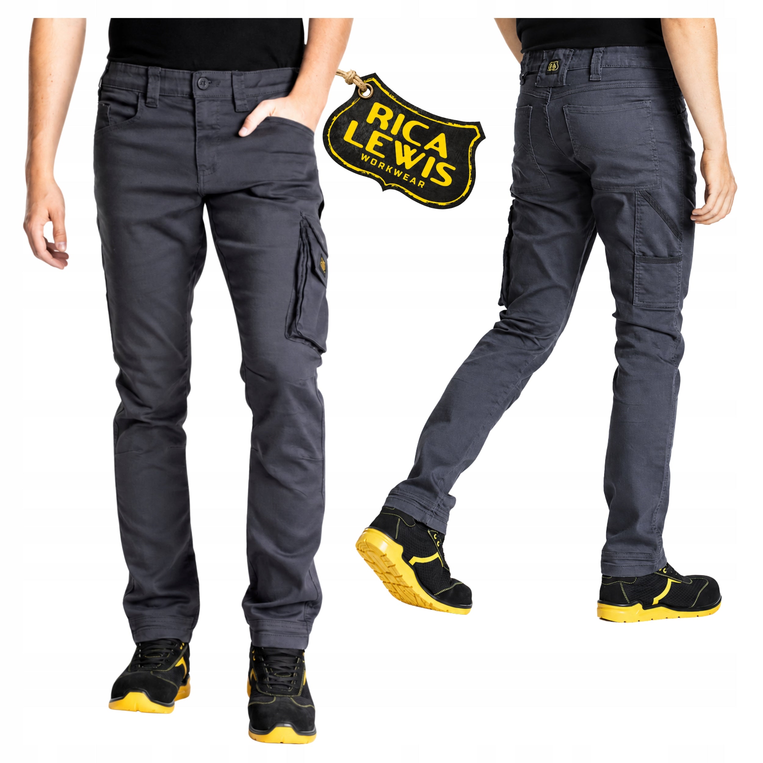Men's Work Jeans Protective Cargo Pants Strong Elastic RICA LEWIS