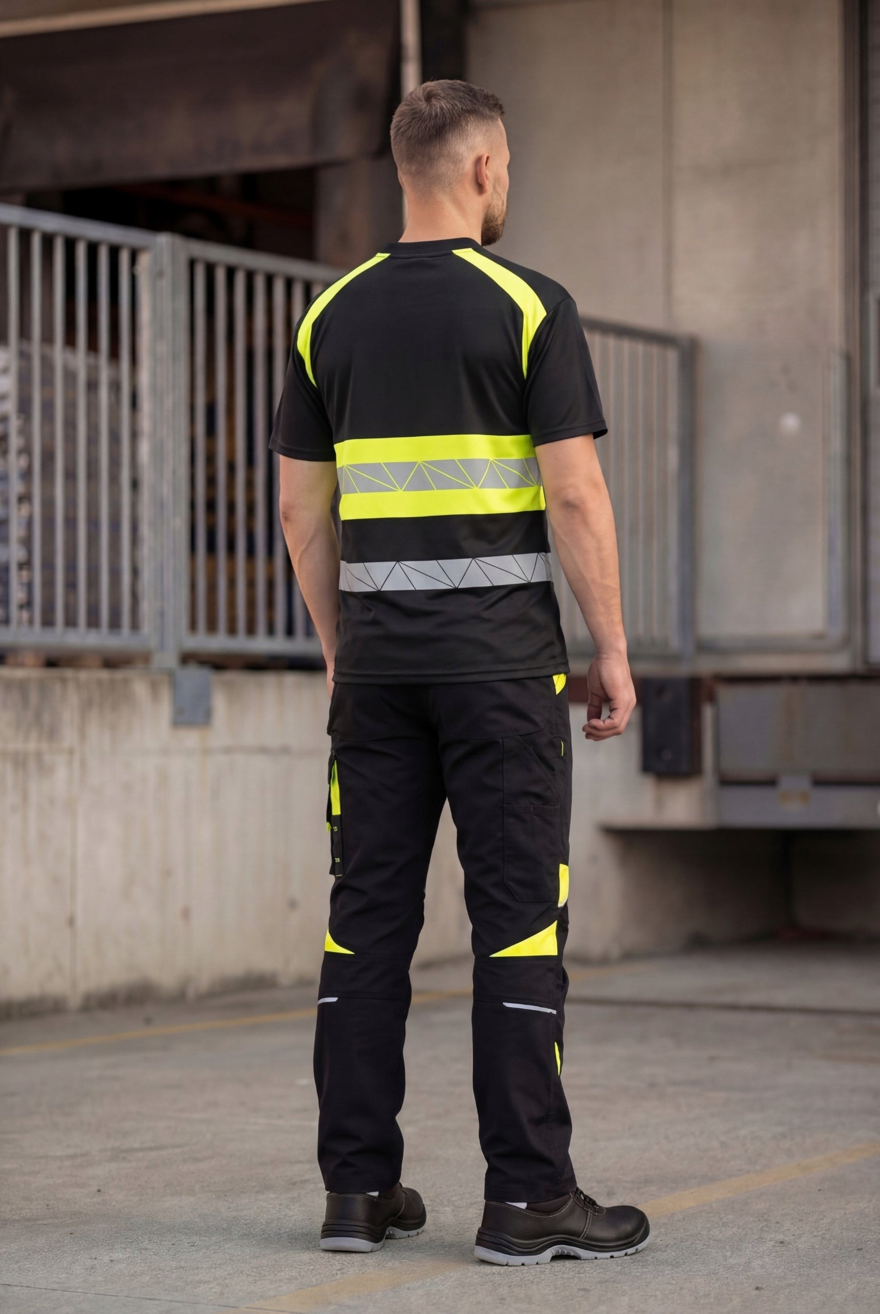 Men's Work Pants BHP Strong ELASTIC Stretch Spandex REFLECTIVE NEON Manufacturer code Spodnie Robocze Ochronne BHP24-SP-02-BKYL-46
