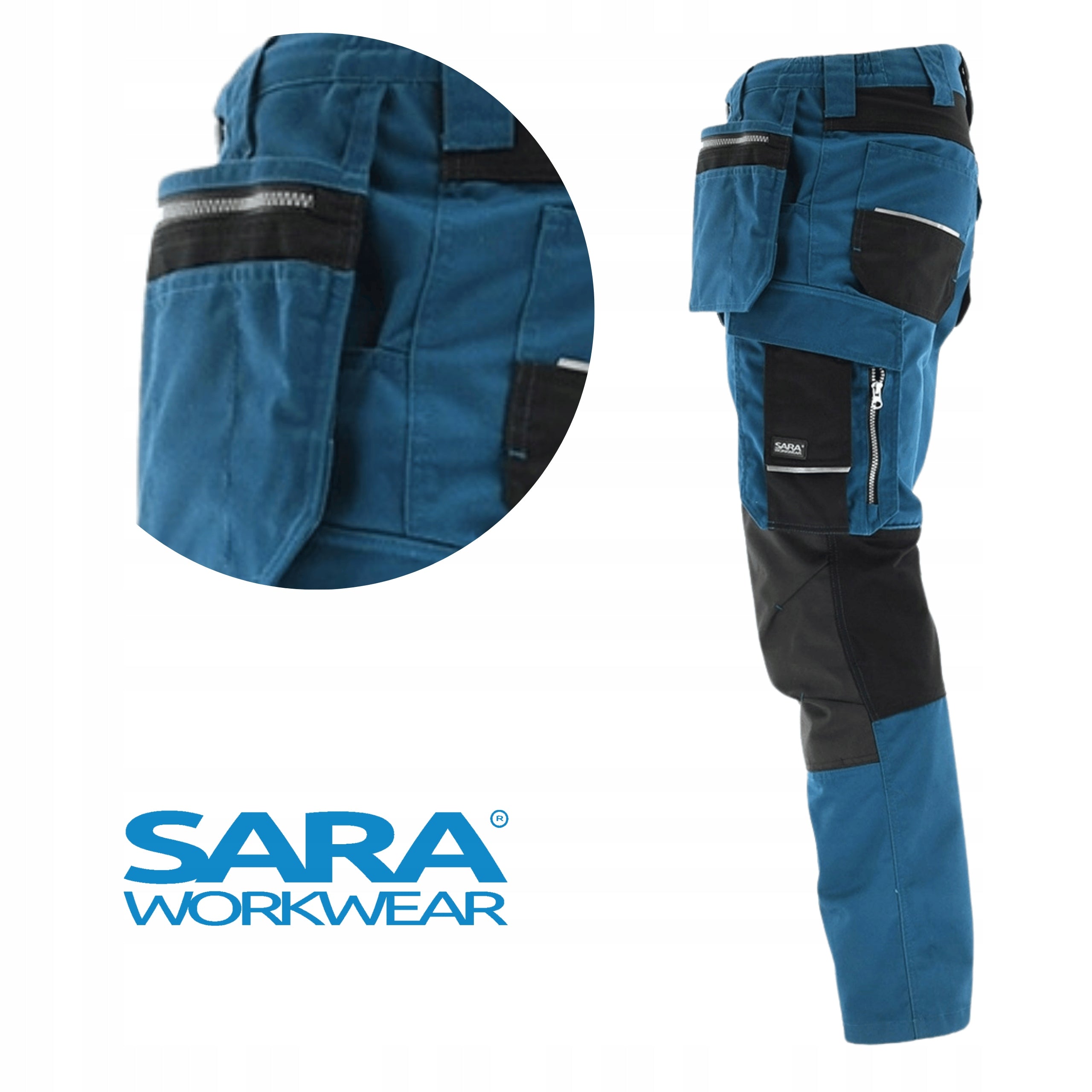 Men's Work Pants Black Blue Strong Health and Safety Belt 48 Manufacturer code Elastyczne Spodnie Robocze Magazyn Budowa