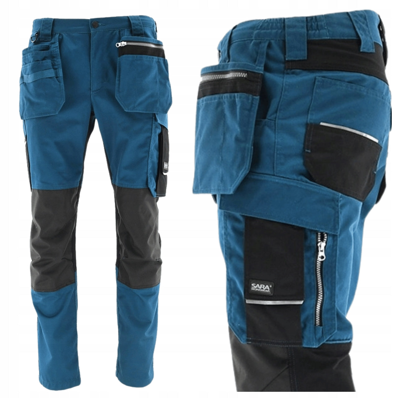 Men's Work Pants Black Blue Strong Health and Safety Belt 48