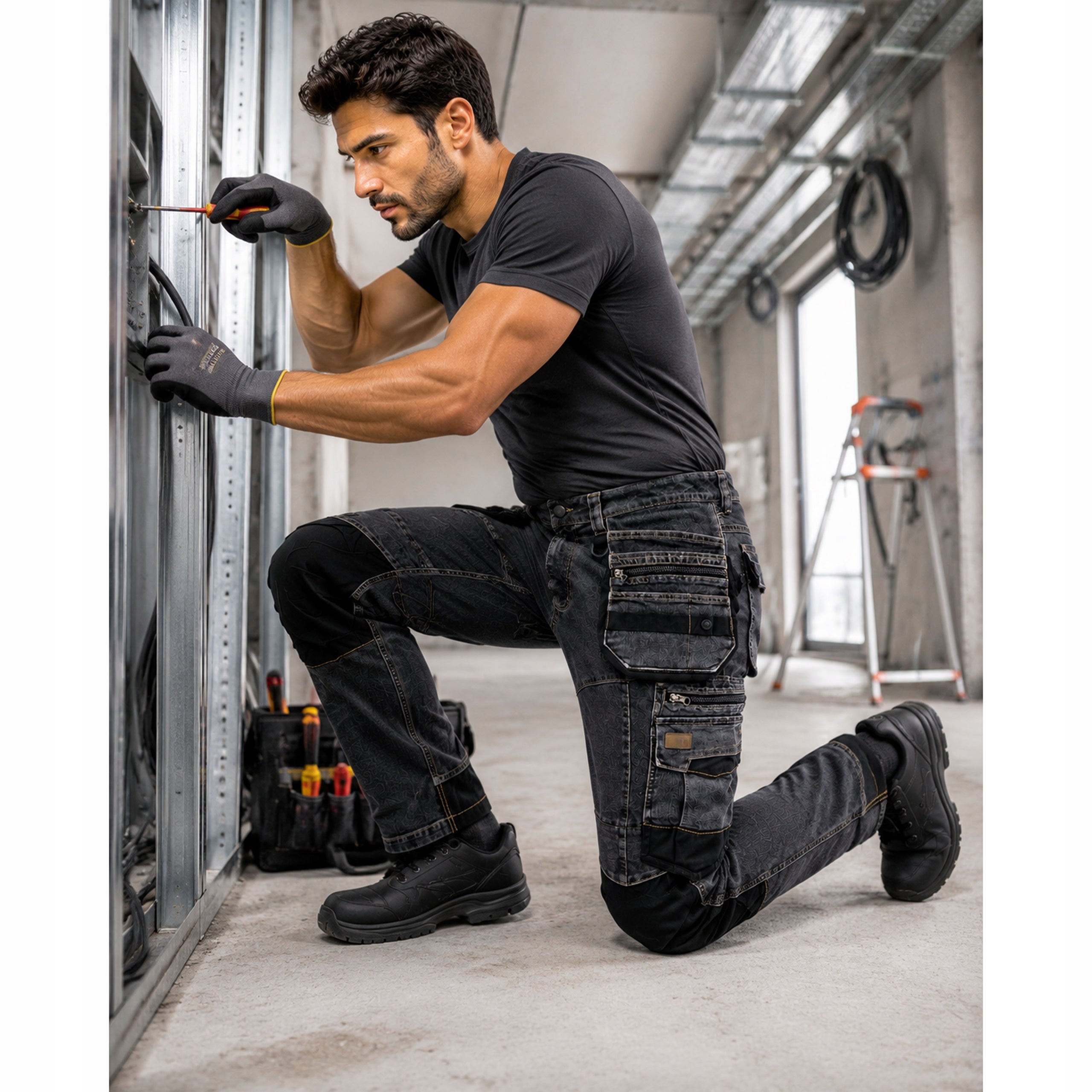 Men's Work Pants JEANS STRETCH ELASTIC Strong Assembly COMFORTABLE Packaging status original