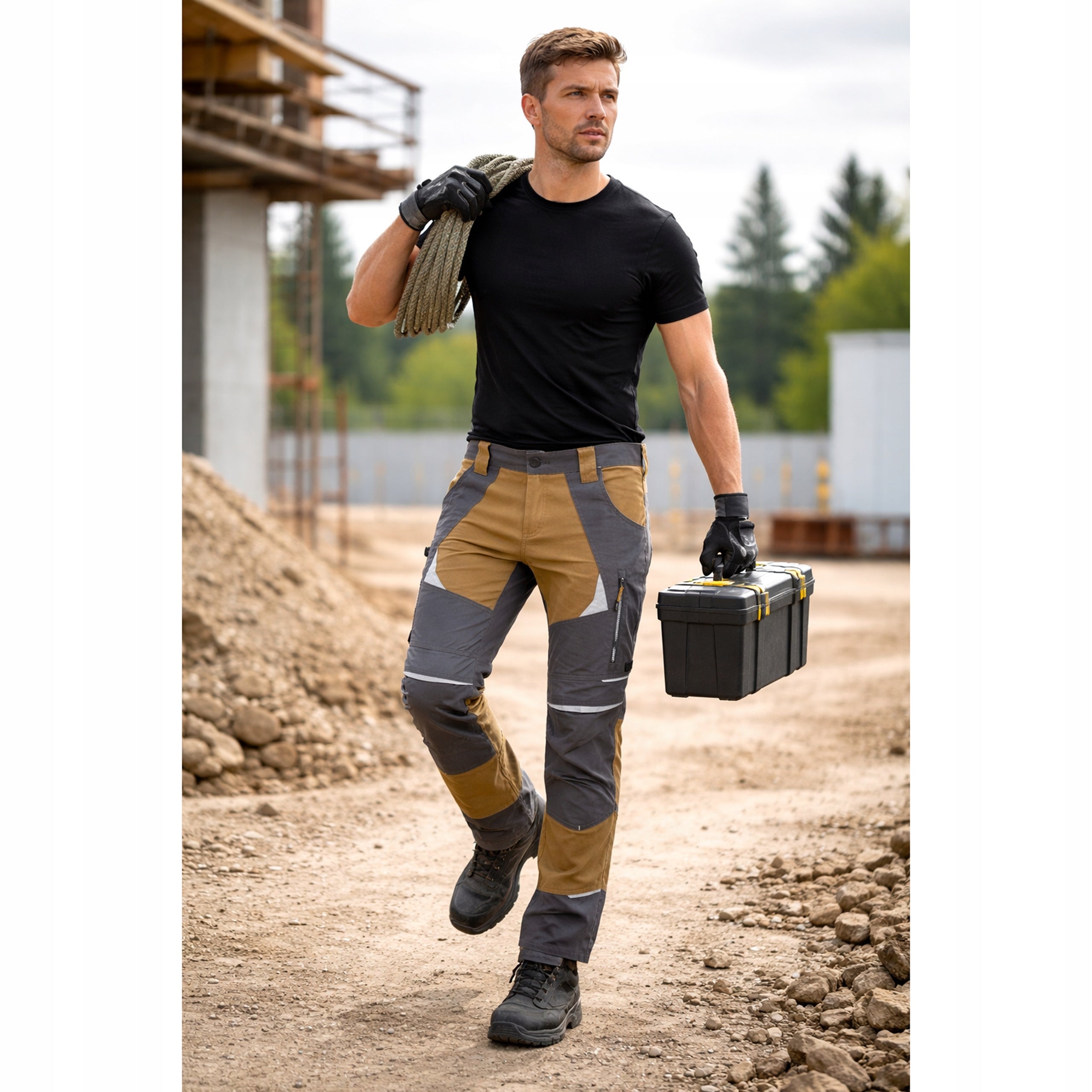 Men's Work Pants STRETCH ELASTIC STRONG COTTON COMFORTABLE FIT Brand no brand